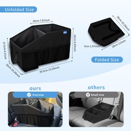 Car Organizer- Car Seat Organizer for Front Seat Back Seat Between Seats, Foldable Car Storage Organizer for Kids Adults with Multi-Mesh-Pockets-Car Organizers Backseat with Detachable Divider-Black