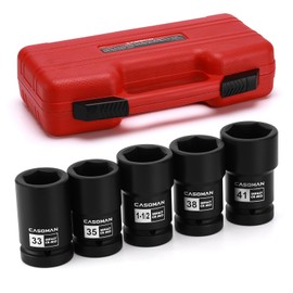 CASOMAN 1-Inch Drive Budd Socket Set, 33mm,35mm,38mm,1-1/2",41mm, Metric & SAE, CR-MO