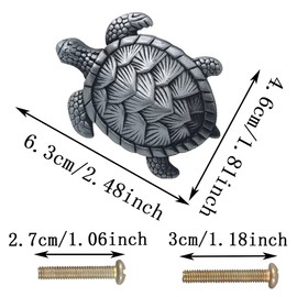 HWAQHDYL 6 Pcs Sea Turtle Shape Knobs Door Handle Cabinet Drawer Cupboard Pull Dresser Single Hole Knobs Handles for Furniture
