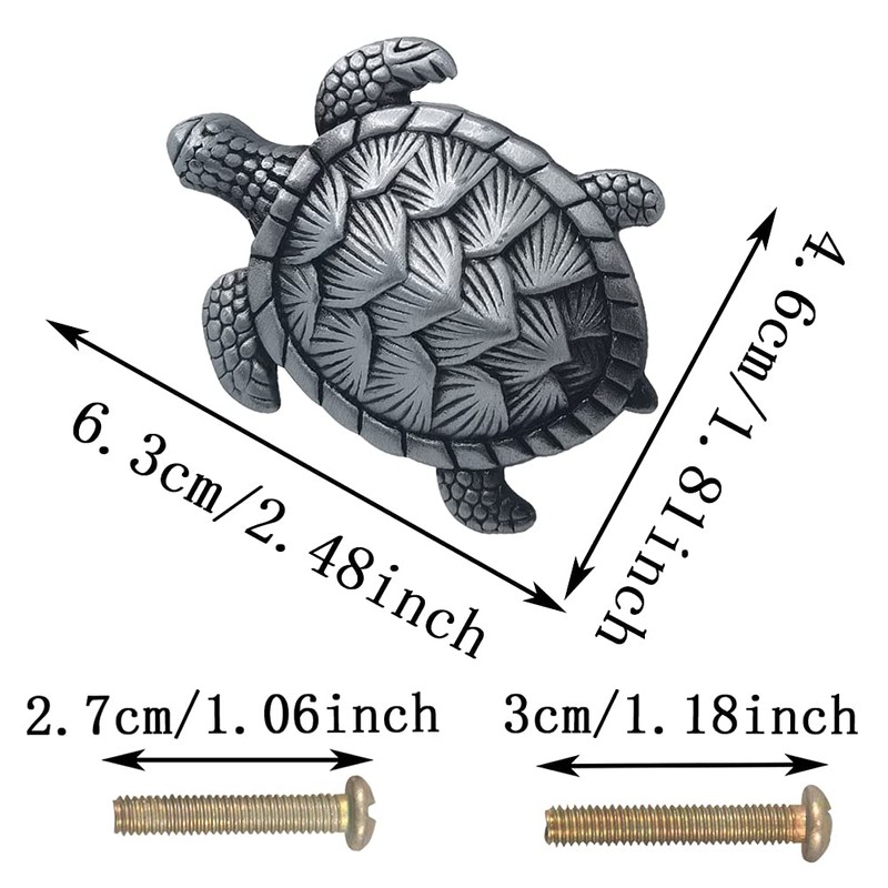 HWAQHDYL 6 Pcs Sea Turtle Shape Knobs Door Handle Cabinet