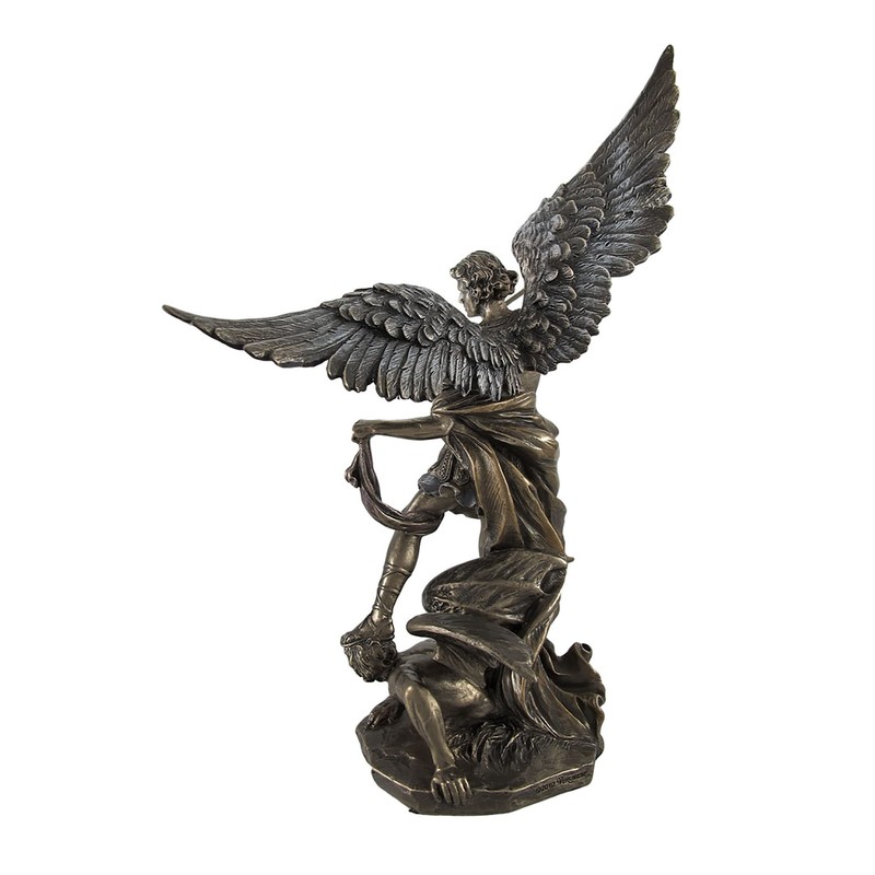 Veronese Design 10-Inch Tall Bronze Finished Saint Michael Triumphing Over