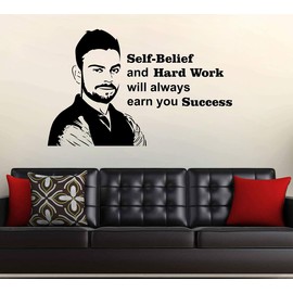 Wallstick Virat Kohli with Quotes Wallsticker (Vinyl 85 cm x 55 cm) (45-225)