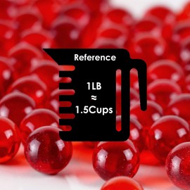 CYS EXCEL Red Glass Gemstone Marble Beads Vase Fillers (2 LBS, Approx. 160 PCS) Table Scatters Aquarium Decor Rocks Floral Supplies Stones Decorative Mosaic Glass Gem Pebbles