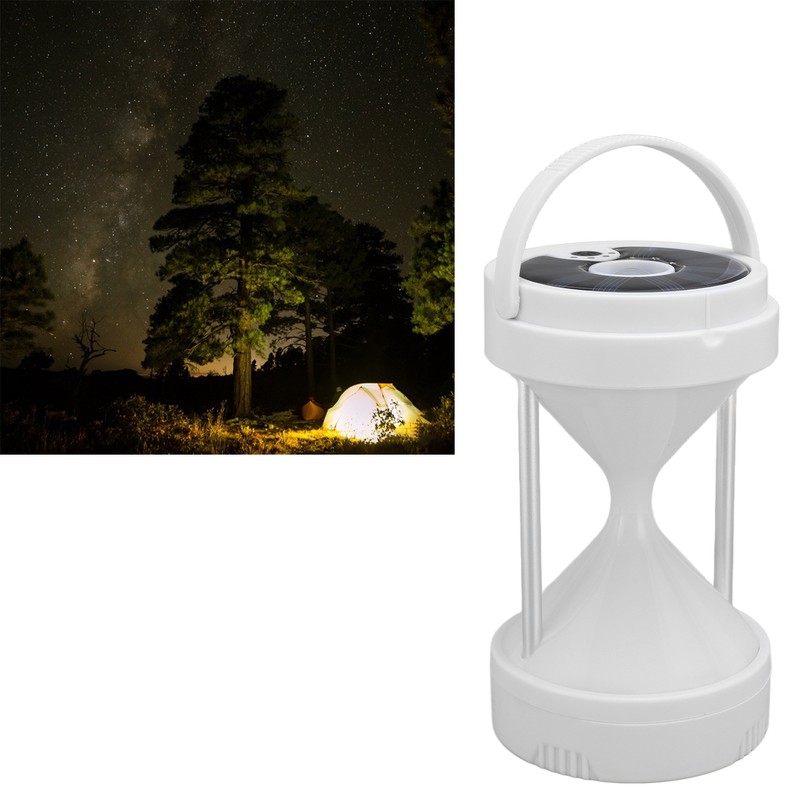 LED Camping Lantern USB Rechargeable Hourglass Solar Powered Camping Light