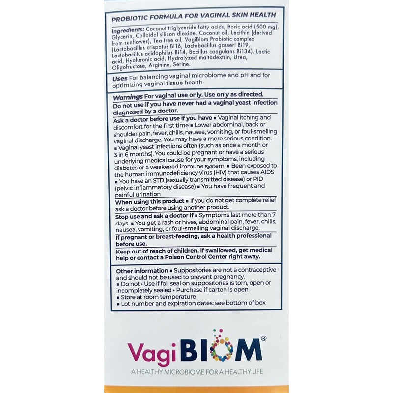 Blom Probiotics Vagiblom Vaginal Health Suppositories Boric Acid+Probiotic