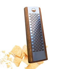 Homiez Premium Cheese Slicer/Cheese Grater with Oak Wood Container and Stainless Steel Grater - Parmesan Grater with Container - Kitchen Slicer/Kitchen Grater - Vegetable Slicer/Vegetable Grater
