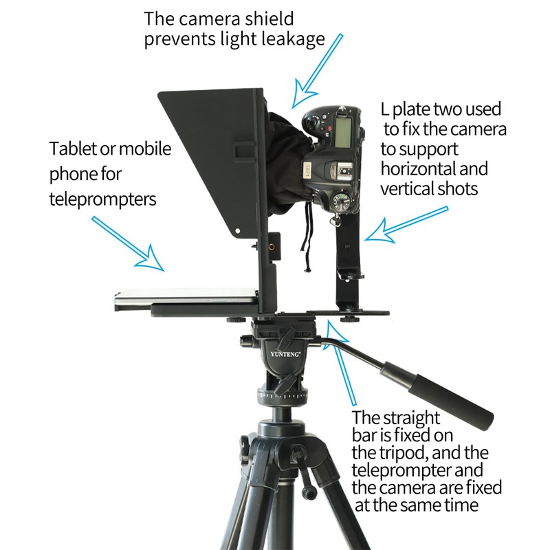 KIPYE 12inch Teleprompter, Prompter with Remote Control and app for