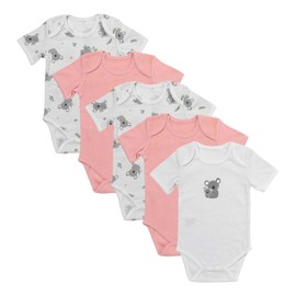 schlummersack Short Sleeve Baby Bodysuit Set Made of 100% Organic Cotton, Pack of 5 Baby Bodysuit - Summer Baby Bodysuit Short Sleeve Organic Cotton Baby Bodysuits in Various Sizes and Designs, koala