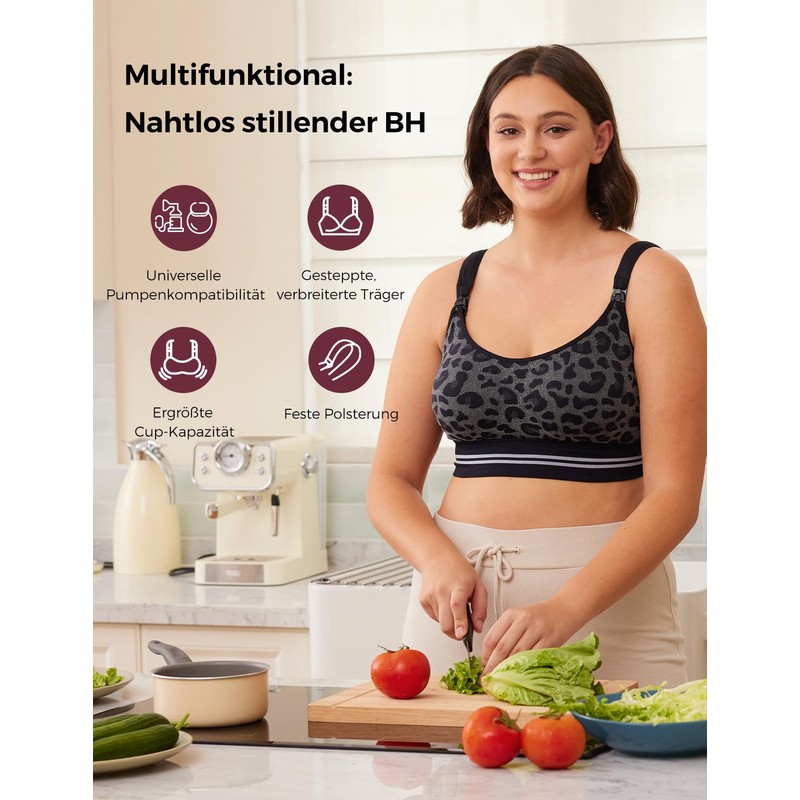 momcozy Seamless 4-in-1 Nursing Bra for Hands-Free Pumping, CozyFitClasp Pumping