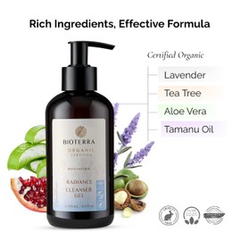 Bioterra Organic Radiance Cleanser Gel, 99.9% Natural, Normal & Combination Skin, Vegan, 250 ml