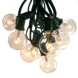 Hometown Evolution, Inc. G40 LED Warm White Outdoor Patio String Lights with 0.6 Watt Bulbs (G40 LED 3 Diode - Green Wire, 50 ft)