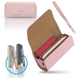 CABLE TECHNOLOGIES Premium PU Leather Case Compatible with IQOS ILUMA Canvas Case PU Leather Organizer Cover Handbag Accessories White Iqos Case (Pink)