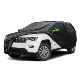auKMto Car Cover Waterproof Fit for Jeep Compass, Waterproof All Weather for Automobiles, Outdoor Full Cover Sun UV Rain Protection with Cotton, Easy to Instal