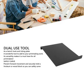 Bench Hook and Inking Plate for Block Printing Carving, 9.1x7.1x1.0in Large Metal Lino Block Stop and Ink Plate, Metal Linoleum Block Stop Ink Plate for Block Printing Wood Carving