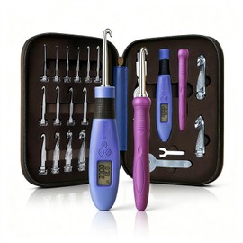 Crochet Hook with 18 Different Size for Stitch & Row Counter Light Up Interchangeable Crochet Needle Ergonomic Crochet Hooks with 2 Levels Light up Crochet Hook Set