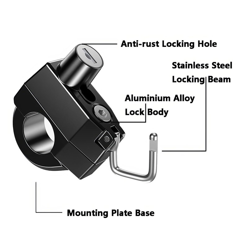 Baceyong Motorcycle Bike Helmet Lock,Anti-theft Fixed Multi-function Lock