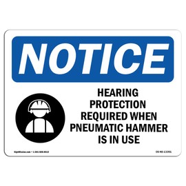 OSHA Notice Sign - Hearing Protection Required | Aluminum Sign | Protect Your Business, Construction Site, Warehouse & Shop Area | Made in The USA