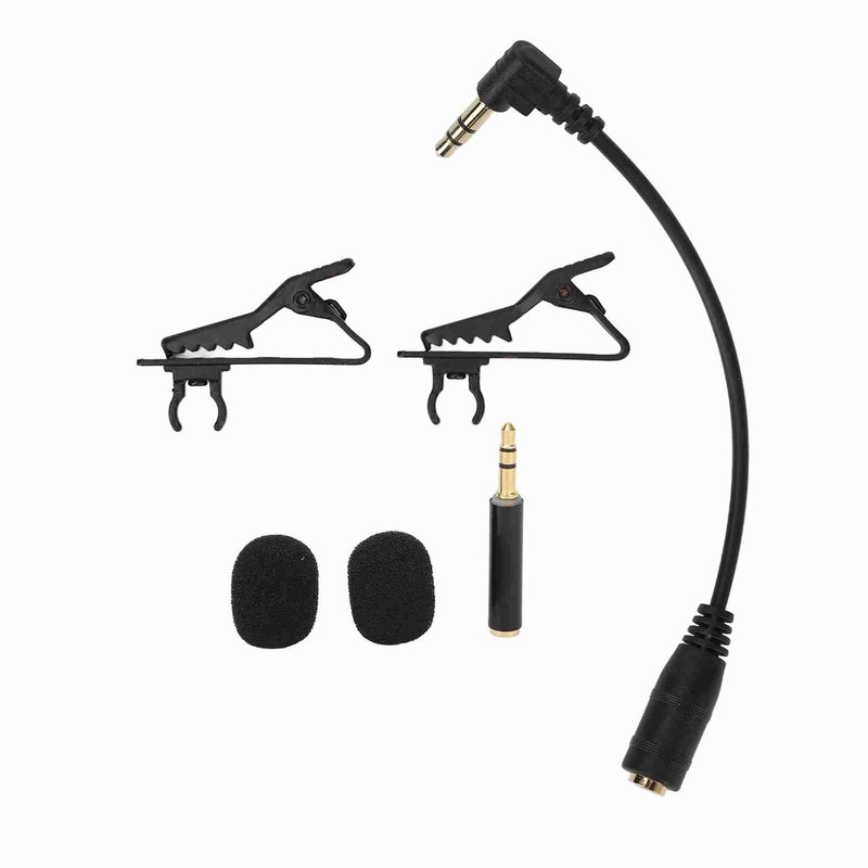 Black Double Head Lavalier Lapel Microphone No Driver Installation Required