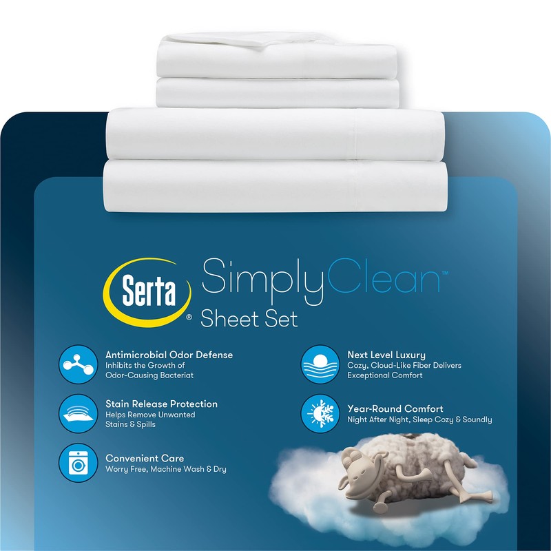 Serta Simply Clean Super Soft Hypoallergenic Stain Resistant Deep Pocket
