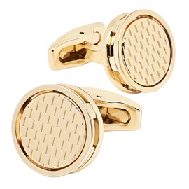 Jonwo Golden Hollow Out Design Cufflinks for Men Lady In Gift Case Classic Round Men's Cufflinks Jewelry Set for Wedding Anniversary Business Party Events Tuxedo Dress