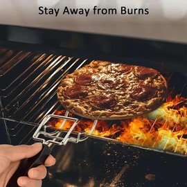 JDIEOQA 2Pcs Baking Tray Clip Stainless Steel Resistant Plate Clips Oven Tray Extractor Hot Plate Grip Clamp with Plastic Handle