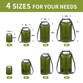 Zanhour Waterproof Dry Bag - Roll Top Transparent Storage Bag,2L/5L/10L/20L,Suitable for Traveling, Swimming, Kayaking, Camping, Fishing, Rainy Day Trips