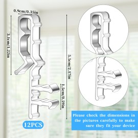 Valance Clips, 12 Pcs 2-1/8inch Clear Plastic Blind Clips for Valance Mini Hidden Channel Blind Valance Clips for The Valance with a Groove in The Back