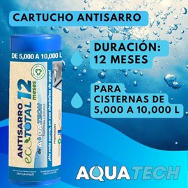 Sistema Antisarro para Depósitos de Agua Industriales de 5,000 a 10,000 L. 12 Meses. Filtro de Agua para Tinaco Previene formación de Sarro, Descalcif