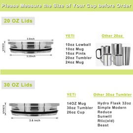 Maiwj 2 Pack Magnetic Tumbler Lids, 20 oz Replacement Lids for YETI Rambler, Ozark Trail, Old Style Rtic, Tumbler Lids Magnetic Slider Switch Spill Proof Tumbler Cover (Black)