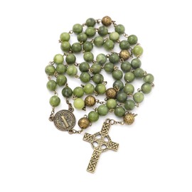 KOMI Natural Southern Jade Rosary Necklace Handmade 8mm Stone Rosary Beads for Men Women Rosarios Catolicos Para Mujer