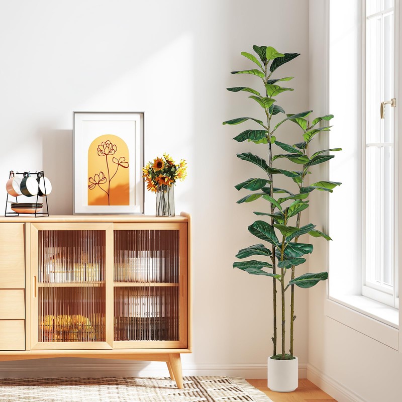 6ft Artificial Fiddle Leaf Fig Tree with Green Moss