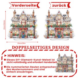 GADITIEK Diamond Painting Stand Table Decoration Christmas, 5D DIY Diamond Painting Christmas Table Decoration, Diamond Painting Standing Art Set for Adults, Home Gift Decoration (Christmas Hut)