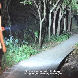 EXQSERAMC Portable Bright Flashlight 500 lumens, 150m Throw,USB C 5v Charge ，with Lighter Alarm, Lightweight Rechargeable Travel Torch for Walking Camping Emergency (Black)