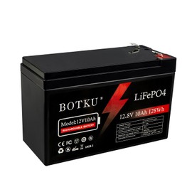 BOTKU 12V 10Ah Lithium LiFePO4 Deep Cycle Battery, 3000+ Cycle Rechargeable Lithium Iron Phosphate Battery for Solar, Fish Finder, Power Wheels, Lighting, Off-Grid Applications with 10A BMS