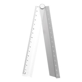 sourcing map Folding Straight Ruler 30cm Metric Aluminum Alloy Protractor Foldable Angle Ruler Geometric Measuring Tool for Architects Artists Office, Grey
