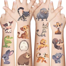 Animal Temporary Tattoos 10 Sheets, Cartoon Colorful Animals Tattoo for Boys and Girls, Fake Cute Tattoo Stickers Waterproof, Birthday Party Favor