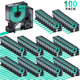 GREENCYCLE Compatible DYMO D1 Label Maker Tape 45019 S0720590 Black on Green 1/2"x23' 100PK