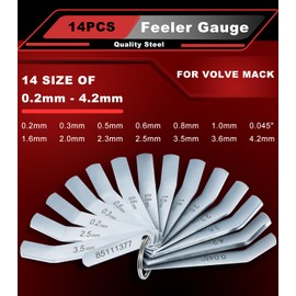 Camoo 14 PCS Feeler Gauge Jake Brake Tools Set 88880052 & 88880053 85111377 for Volve Mack MP7 MP8 MP10 D12 D13 D16 Engines, 0.2mm - 4.2mm Feeler Gauges Intake Exhaust Valve Adjustment Kit