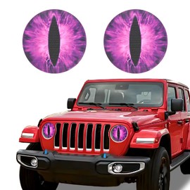 Hovom 2PCS Beast Eyes Headlight Decals, 3D Stereo Eyes Headlight Stickers, Funny Round Decal for Wrangler Headlights, Car Body Window Bumper Decoration Stickers, Car Accessories (Rose Red)