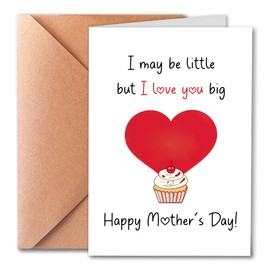 PTRUKD Funny Mother's Day Card from Son and Daughter to Mom, Full of Love, I May Be Little But I Love You Big, with Envelope