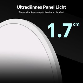 BAYHT LED Ceiling Light Flat 30 x 30 cm 21 W 2600 LM 4000 K Ultra Flat Round Ceiling Light Bathroom 17 mm Thick Modern Ceiling Light White for Bathroom/Kitchen/Hallway/Balcony/Bedroom/Cellar