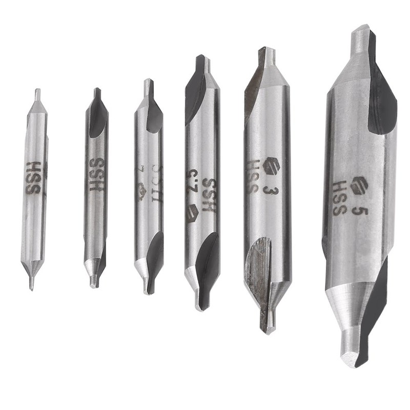 6PCS Brocas de Centrado Avellanador de Centro Broca de Acero
