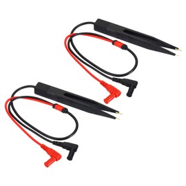 PATIKIL 6mm Multimeter Chip Test Clips Set, 2 Set Capacitance Pen Probe Test Lead Tweezer for Electrical Circuit Test Inductor Resistance Measurement, Black Red