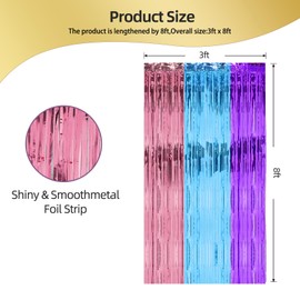 2 Pack 3ft x 8ft Foil Fringe Backdrop Curtain, Metallic Tinsel Foil Fringe Curtains, Party Streamers Backdrop, Baby Shower Birthday Holiday Celebration,Party Decorations (Mix Pink)