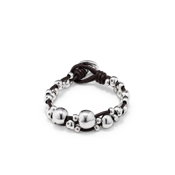 UNOde50 VITAMINS, pulsera chapada en plata esterlina, 17.7 cm, piel,