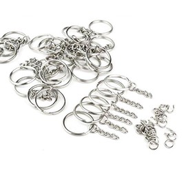 QMayer 100 pcs Split Key Ring with Chain, 1"/25mm Split Key Chain Ring, Nickel Plated Split Key Ring for Home Keys Organization, Arts & Crafts, Lanyards