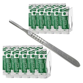 1 STAINLESS STEEL SCALPEL KNIFE HANDLE #4 WITH 20 STERILE SURGICAL SCALPEL BLADES #21 & #24 ( HTI BRAND)