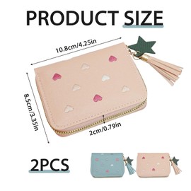 Pack of 2 Children's Wallets Girls Small Wallet PU Leather Mini Purse Women's Children's Wallet Small Children's Purses for Girls Teenagers Women Children's Wallet Children's Purses, Pink and blue,