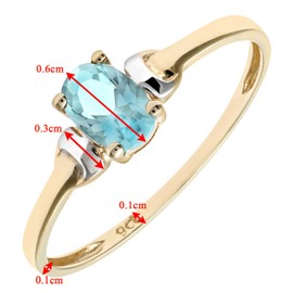 Citerna 9 ct Yellow and White Gold Cubic Zirconia Aquamarine Birth Stone Ring - Size M