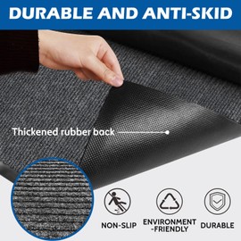 48" x 24" (4' x 2') Heavy Duty Indoor Outdoor Front Door Mat | Commercial Entryway Rug | Non-Slip Low Profile Welcome Mat | Rubber Backing for Patio, Home & Office, Dark Gray